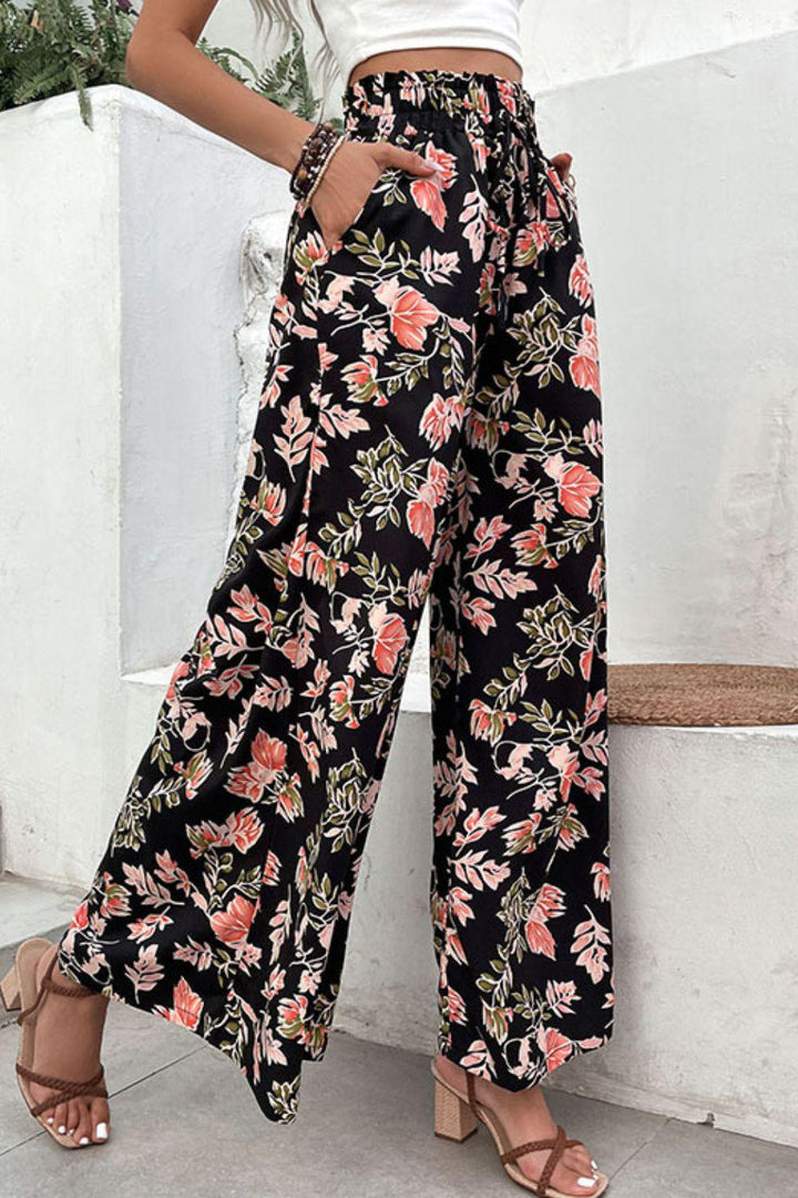 Floral Pull-On Wide Leg Pants - BELLATRENDZ