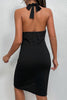 Asymmetrical Ribbed Ruched Halter Neck Dress