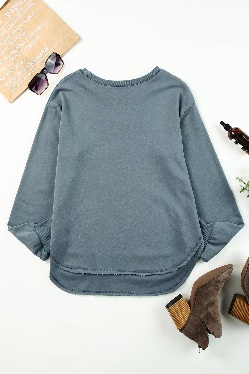 Side Slit Drop Shoulder Sweatshirt - BELLATRENDZ