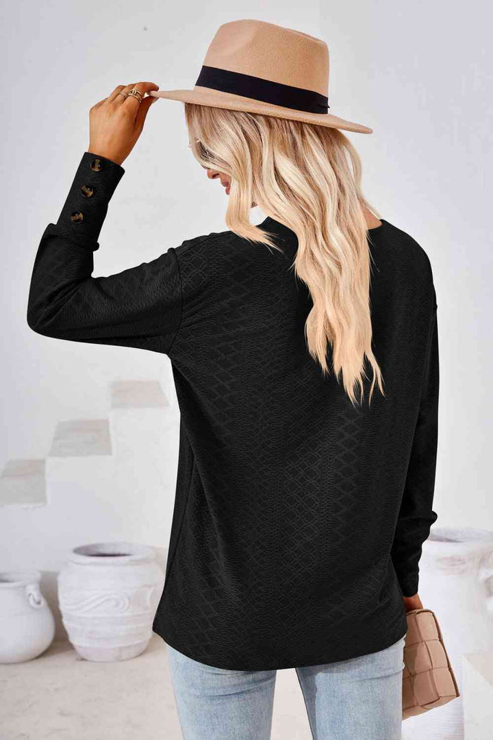 V-Neck Long Sleeve Blouse