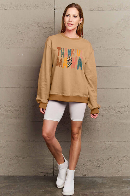 Simply Love Full Size Letter Graphic Long Sleeve Sweatshirt