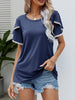 Pom-Pom Trim Flutter Sleeve Round Neck Tee - BELLATRENDZ