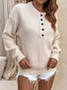 Half Button Dropped Shoulder Sweater