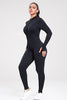 Zip Up Ribbed Long Sleeve Skinny Active Jumpsuit