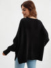 Exposed Seam Dropped Shoulder Slit Sweater - BELLATRENDZ