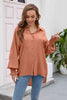 High-Low Collared Neck Lantern Sleeve Shirt