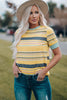 Multicolored Striped Round Neck Tee Shirt - BELLATRENDZ