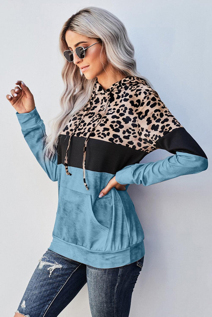 Leopard Color Block Hoodie - BELLATRENDZ