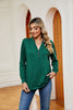 Buttoned Notched Neck Long Sleeve Top