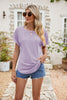 Full Size Round Neck Eyelet Short Sleeve Top