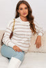 Cowl Neck Drastring Dropped Shoudler Striped Print Blouse