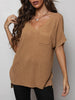 V-Neck Slit High-Low Knit Top - BELLATRENDZ