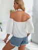 Crochet Halter Neck Cold-Shoulder Blouse - BELLATRENDZ