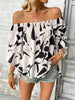 Printed Off-Shoulder Bell Sleeve Blouse - BELLATRENDZ