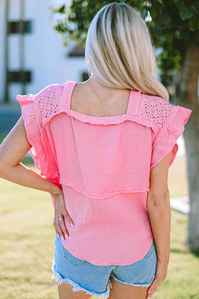 Square Neck Exposed Seams Blouse