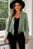 Fringe Trim Lapel Collar Cropped Blazer