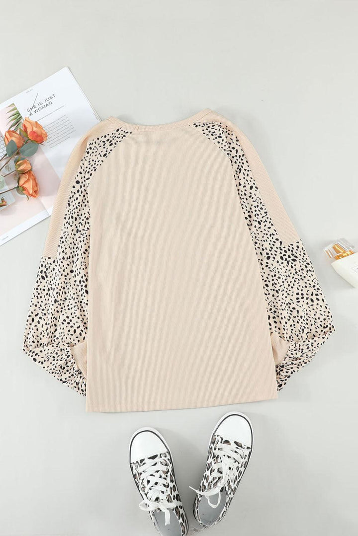 Leopard Raglan Sleeve Top - BELLATRENDZ