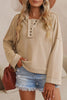 Quarter-Button Exposed Seam Dropped Shoulder Hoodie - BELLATRENDZ