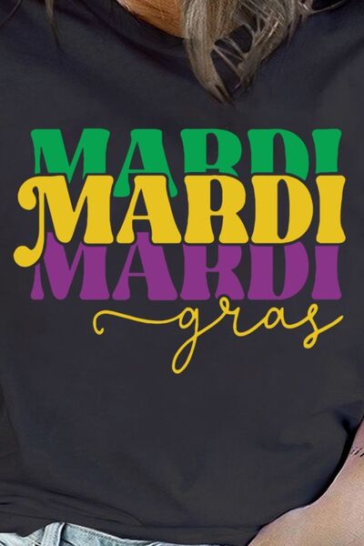 Plus Size MARDI GRAS Round Neck T-Shirt