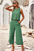 Buttoned Round Neck Tank and Wide Leg Pants Set - BELLATRENDZ