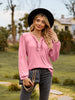 Puff Sleeve Ruffle Trim Blouse