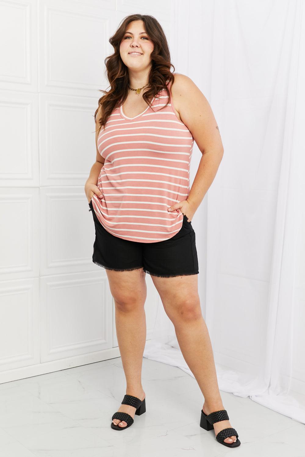 Zenana Find Your Path Full Size Sleeveless Striped Top - BELLATRENDZ