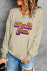 Letter Graphic Sequin Round Neck Sweatshirt