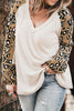 Plus Size Leopard V-Neck Raglan Sleeve Blouse