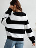 Striped Raglan Sleeve Ribbed Trim Knit Top - BELLATRENDZ