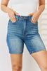 Judy Blue Full Size Tummy Control Double Button Bermuda Denim Shorts