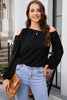 Tied Asymmetrical Neck Cold-Shoulder Blouse