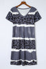 Leopard Color Block V-Neck Short Sleeve Dress