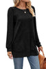 Ribbed Round Neck Long Sleeve T-Shirt