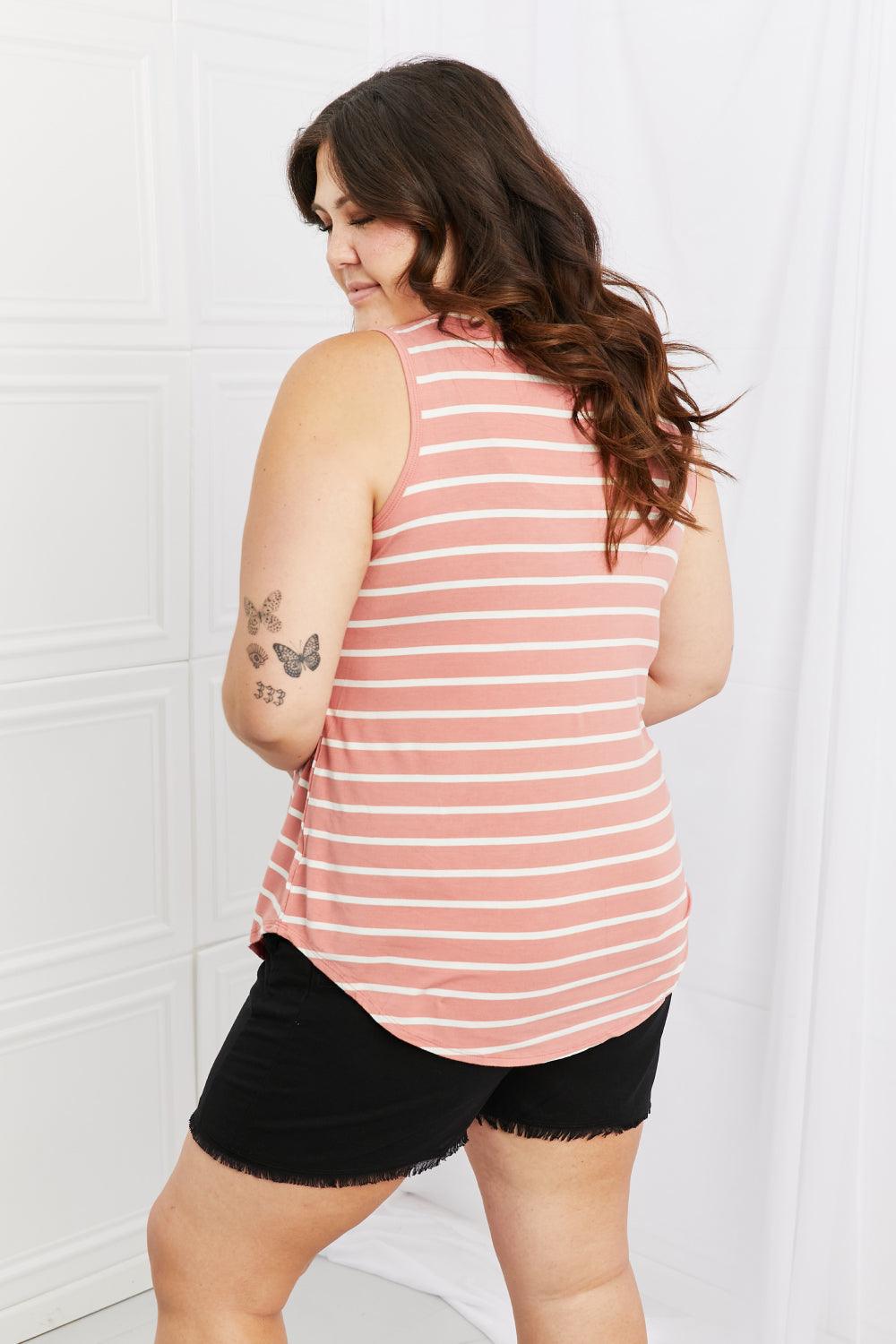 Zenana Find Your Path Full Size Sleeveless Striped Top - BELLATRENDZ