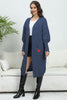 Lantern Sleeve Open Front Pocketed Cardigan